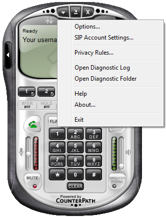 X-Lite - Menu -> SIP Account Settings
