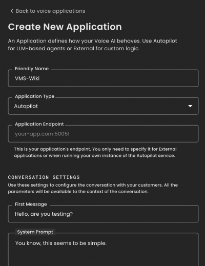 Fonoster Create New Application.png
