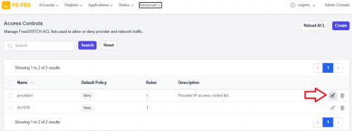 Access Control – VoIP.ms IP ranges allowed